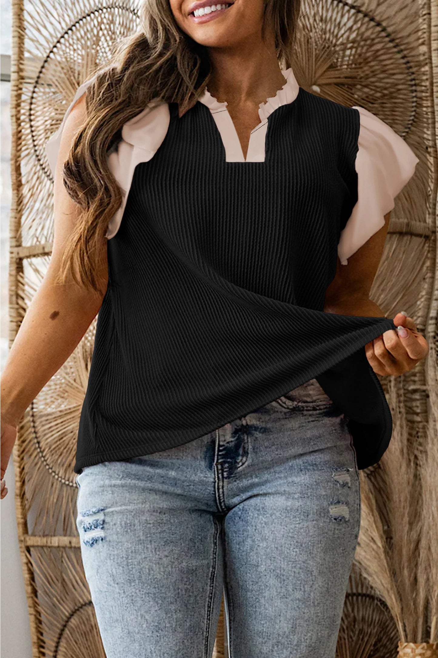 Plus Ribbed Blouse
